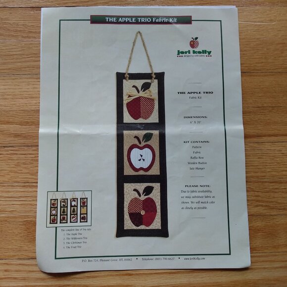 Vintage Apple Wallhanging Kit Fabric Applique 6" x 20" Retro Country Kitchen Dec - Picture 1 of 9